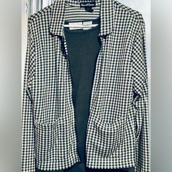 Vintage Daniel Caron gingham black/white front zip jacket - Picture 1 of 5